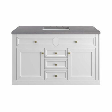 JAMES MARTIN VANITIES Chicago 48in Single Vanity, Glossy White w/ 3 CM Grey Expo Top 305-V48-GW-3GEX